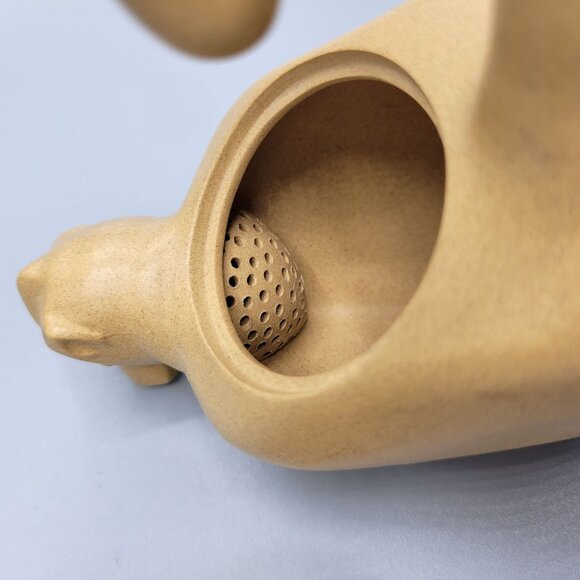 Vintage Chinese Monkey w/ Baby Monkey Shaped Teapot Clay Signed/Stamped - Picture 12 of 16